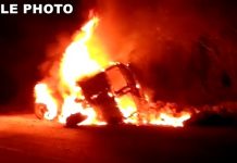 truck accident after fire