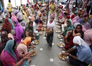 A temple in India where thousands of people are served every day food of both times