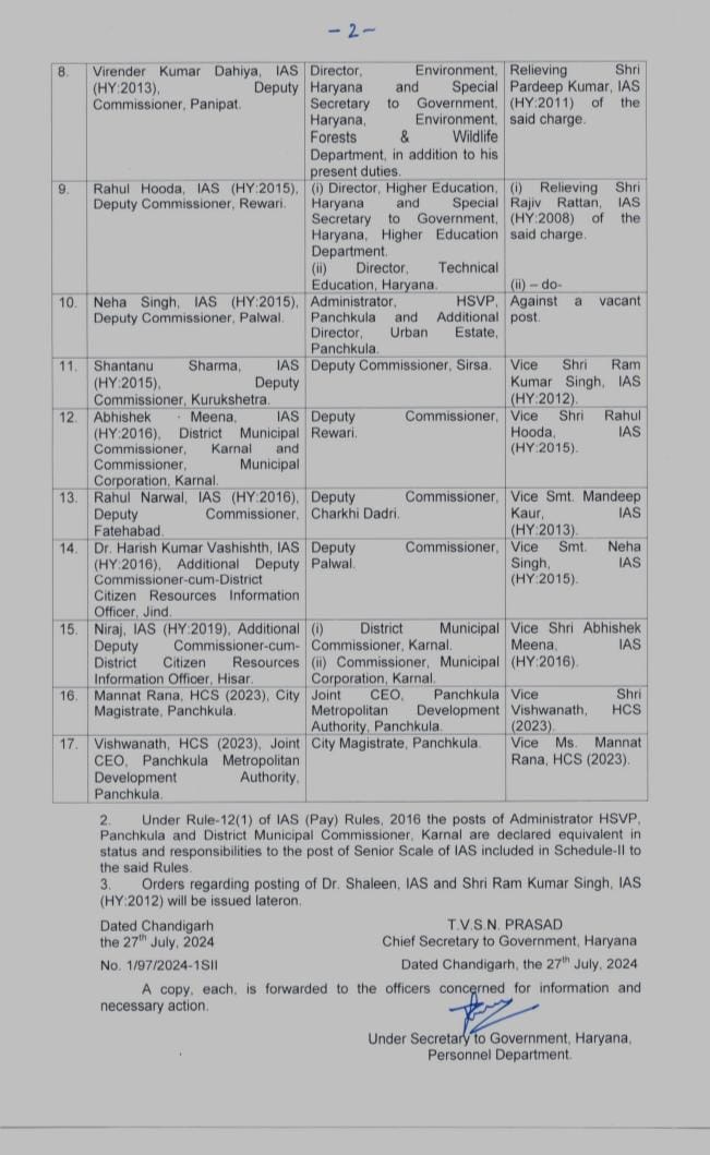 IAS Transfer 2024, Officers Transfer 2024, HCS Transfer 2024