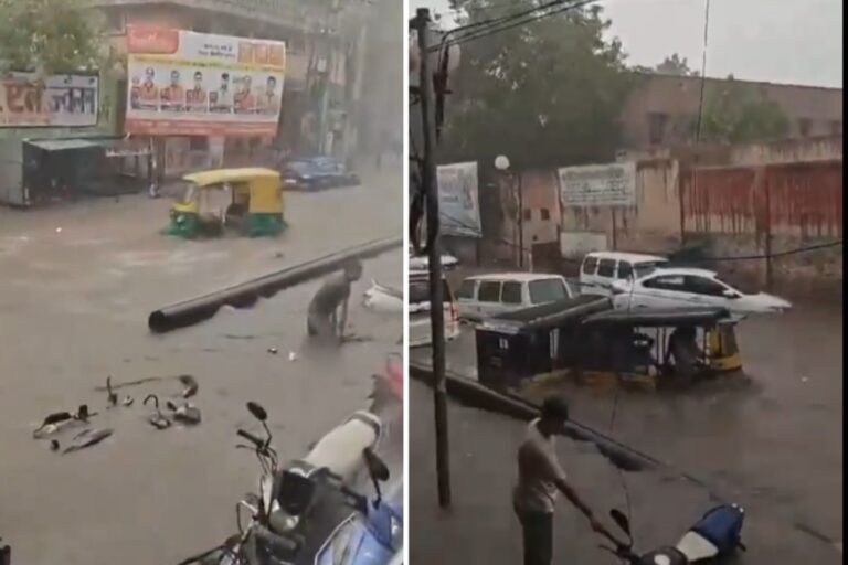 Rajasthan Rains, Viral Video, Water Four Wheelers Vehicles